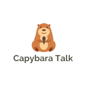 CapybaraTalks.com logo with a cute pet having a mic inhand