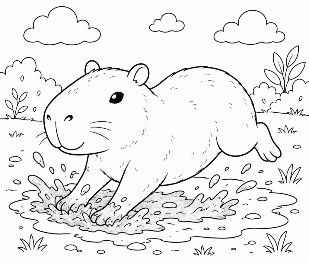 capybara Running Fast coloring page