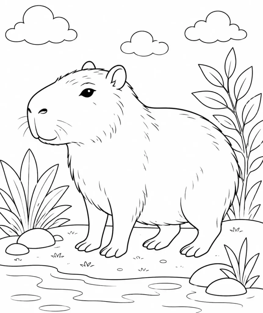 a free capybara drawing printable