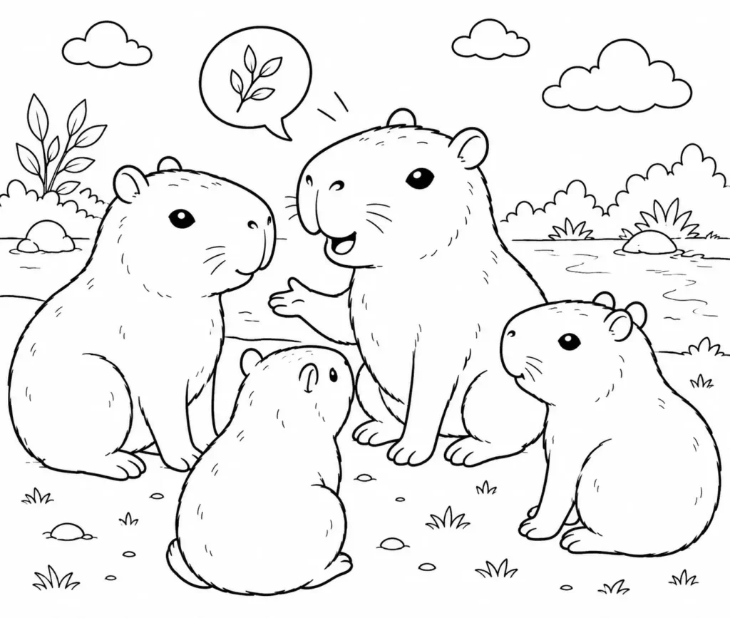 Capybara Food discussion image kids drawing