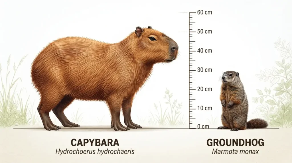 capybara vs ground hog size comparison
