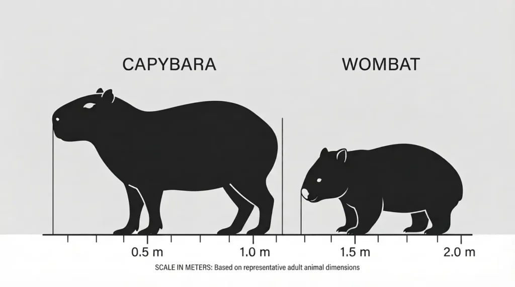 size comparison between capybara and wombat