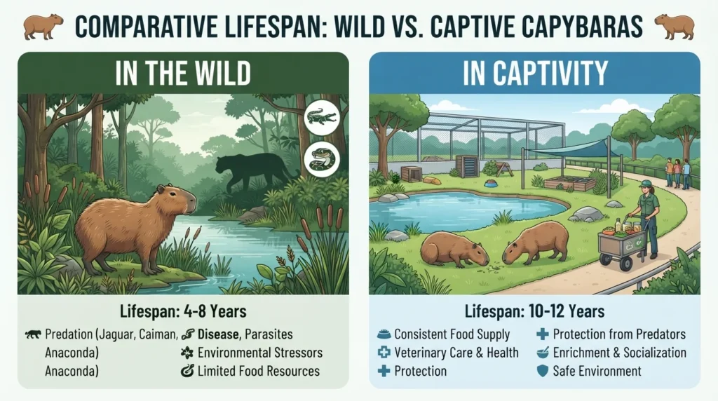 Capybara lifespan wild captivity 202608020003