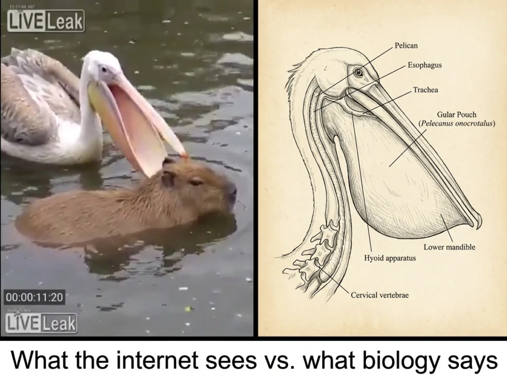 Pelican anatomy versus viral video 202608120248