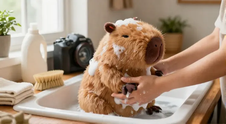 how to wash a large capybara stuffed animal